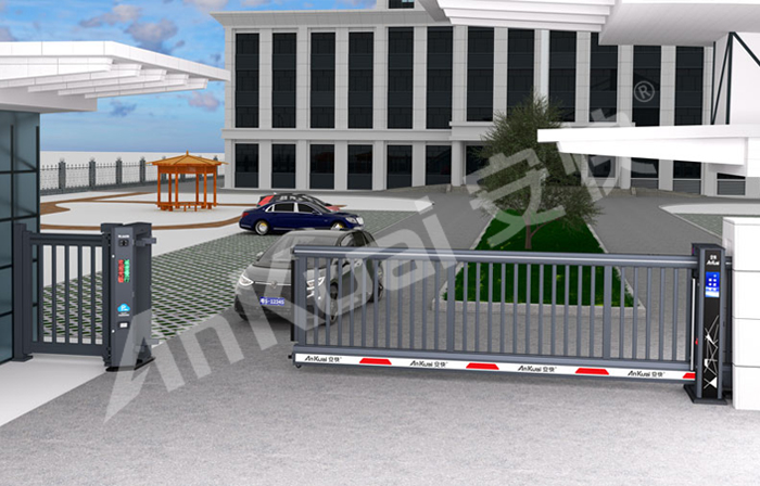 某工業(yè)園區(qū)采用 “安快” 柵欄款懸浮門(mén)效果圖